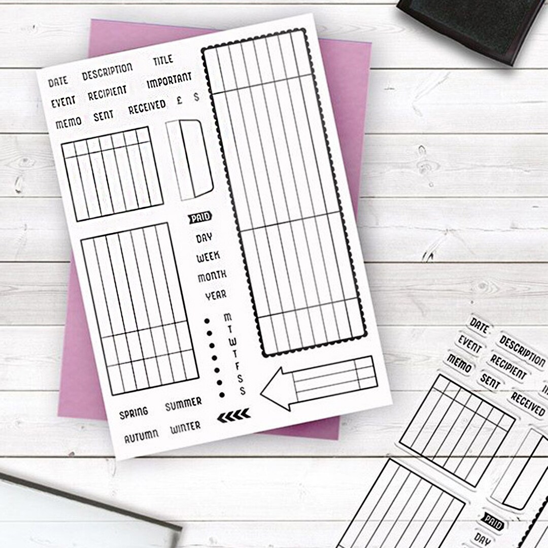 Planner Rabber Planner Clear Stamps,bullet Journal Tracker Stamp,monthly With Weeks ...