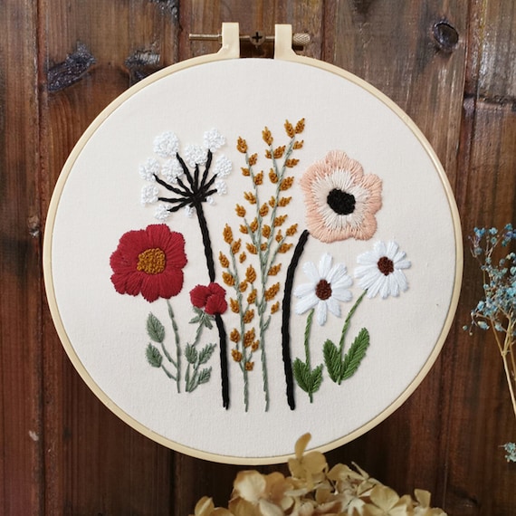 DIY Embroidery Kit Beginner,beginner Embroidery Kit,flowers Embroidery  Kit,embroidery Designs Flowers,embroidery Hoop Wall Art Kit 