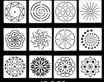 12 Pcs Mandala Stencils,Mandala Dotting,Painting Stencils Tool,fancy stencil mandala template,Scrapbook DIY Drawing Template