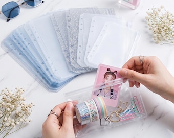 6-Hole Binder Pockets A5 A6 A7, Clear Zipper Pouch, Transparent Planner Refills, Photocard Sleeves, Cash Envelope Shaker, 2-Pocket Insert