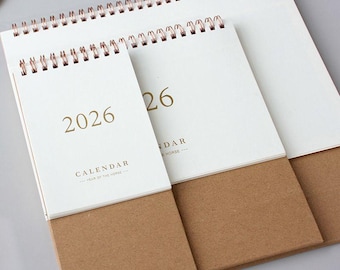 Calendario de escritorio 2026, estilo simple, retro