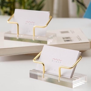 Wooden Business Card Holder - Minimalist Desk Organizer - Office Decor - Christmas Gifts for Coworkers - Small Business Card Display Stand