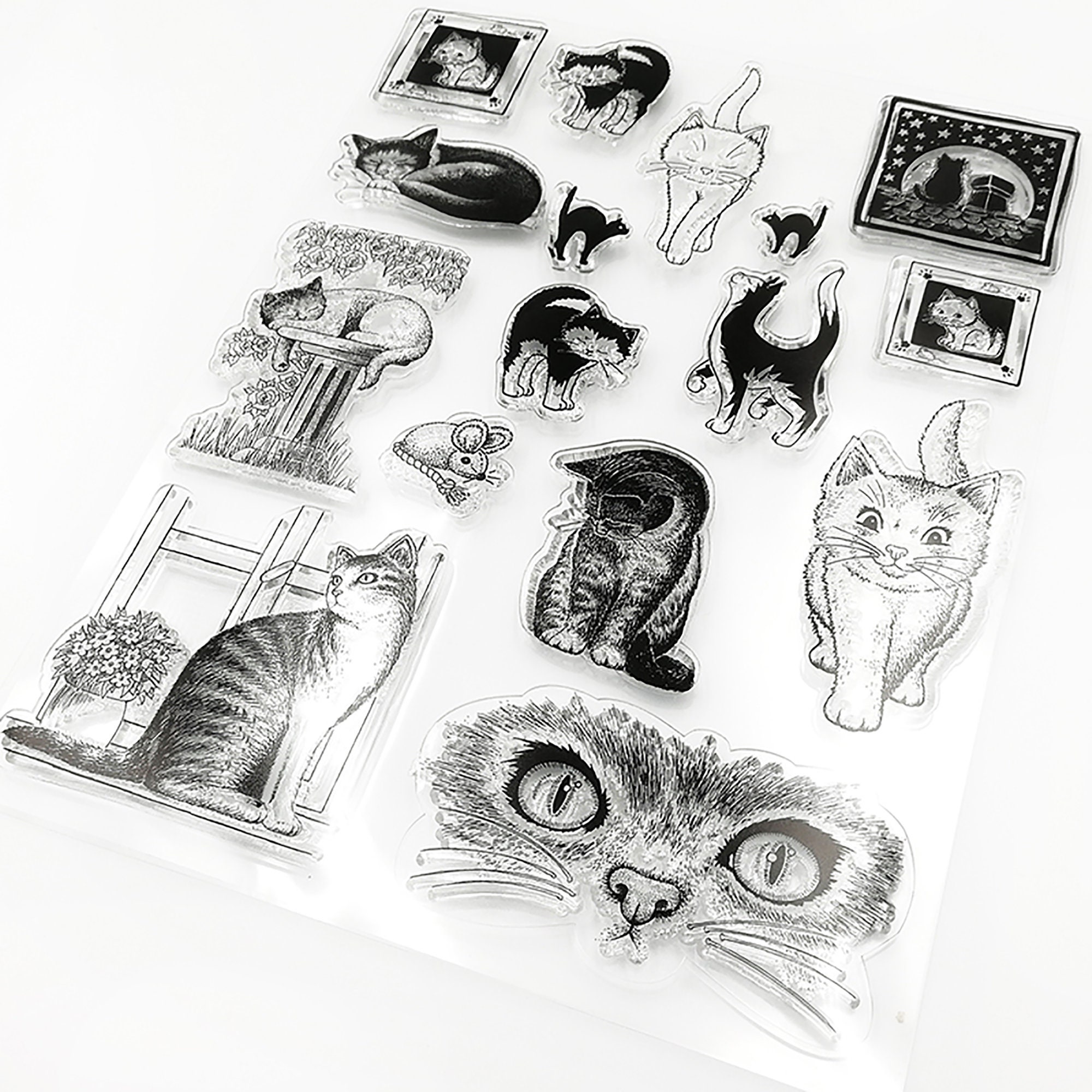 Cats Stampsclear Stamptransparent Clear Stamp Setcute Cat Etsy