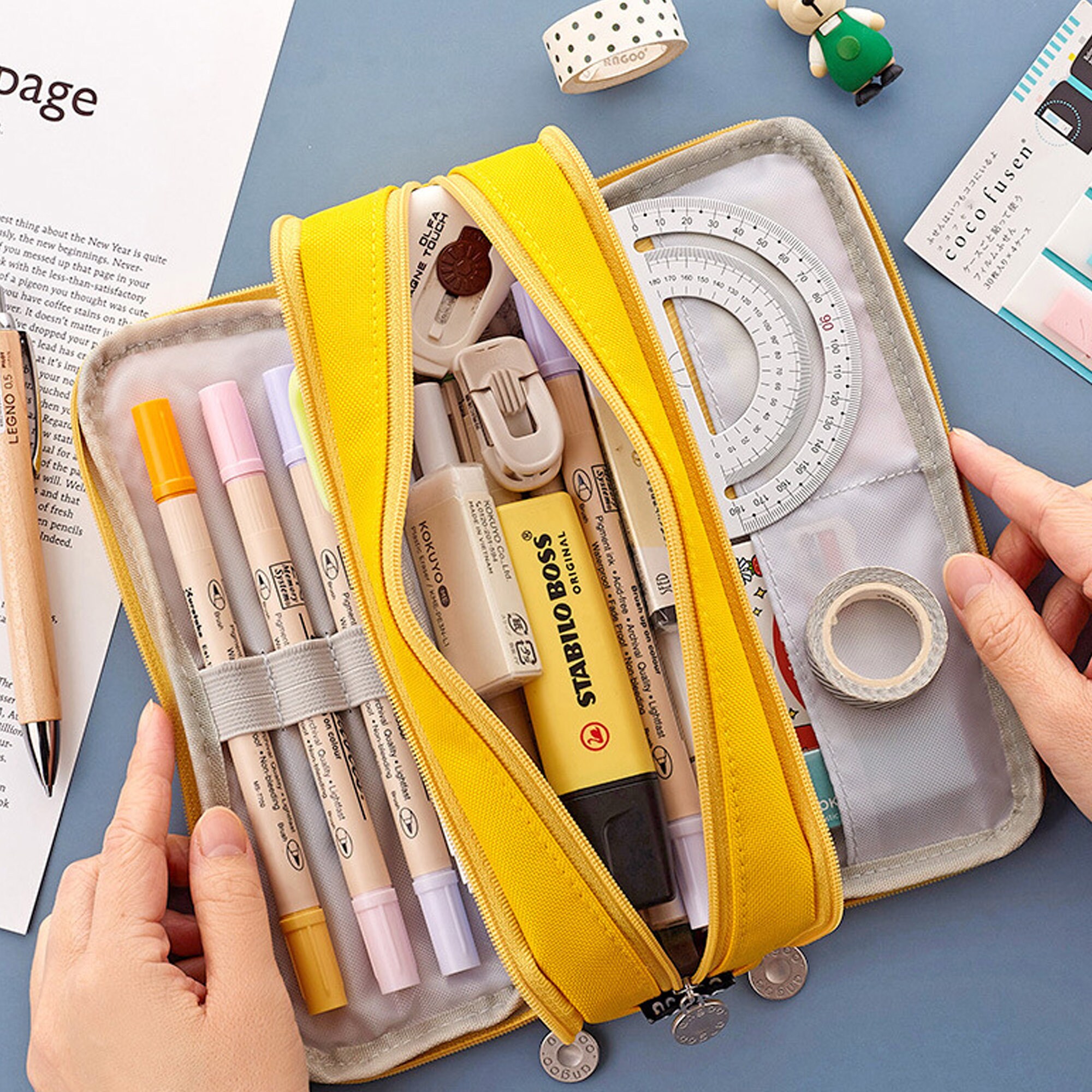 CARIO Popup Pencil Case - Cute Korean Design, Spacious Stationery