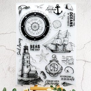 Oceans Sails Clear Stamps,Sail Away Silicone Stamp,Planner Bullet Journal Stamps,Oceans Rubber Stamp,DIY Craft Scrapbooking Decoration