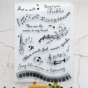 Music Notes Clear Stamps,Music Silicone Stamp,Planner Bullet Journal Stamps,Music Enthusiast Stamp For DIY Craft Scrapbooking Decoration