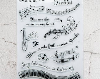 Music Notes Clear Stamps,Music Silicone Stamp,Planner Bullet Journal Stamps,Music Enthusiast Stamp For DIY Craft Scrapbooking Decoration