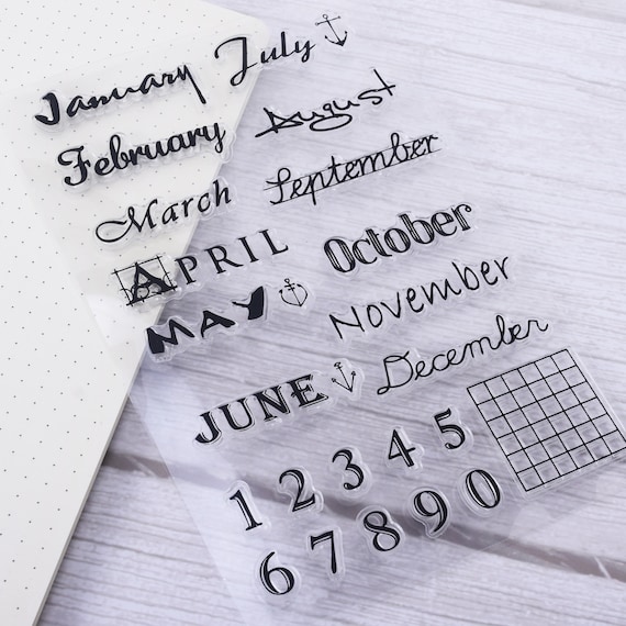 Months of the Year Stamp,bullet Journal Planner Stamp,transparent