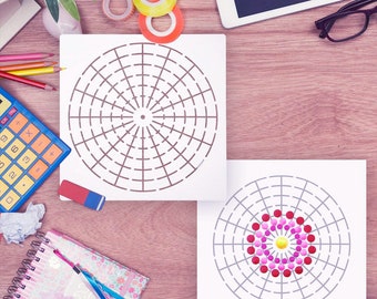 7 piezas de plantillas de mandala grandes, 8 segmentos, 12 segmentos, 16 segmentos, plantillas de mandala, punteo de mandala, herramienta de plantillas de pintura
