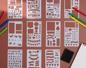 Szablon do dziennika Bullet Journal, szablon do scrapbookingu, szablony do dziennika Bullet Journal DIY, planer dzienny, sztuka rysowania