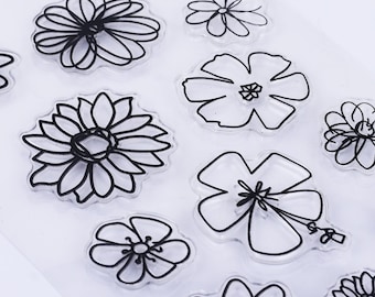 Journal,Clear Transparent Stamp,Botanicals Rubber Stamp,Flowers Stamp,Plants Leaves Flowers Clear Transparent Stamp