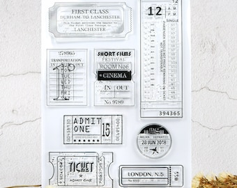 Retro Clear Transparent Stamp,Ticket Clear stamps,Planner  journal stamps,Train Tickets  Rubber Stamp,Craft Scrapbooking Decoration