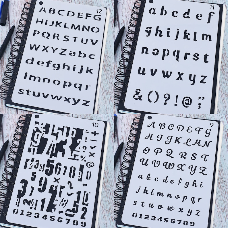 12 Pc Journal StencilLetter Stencil SetNumber Stencil Etsy