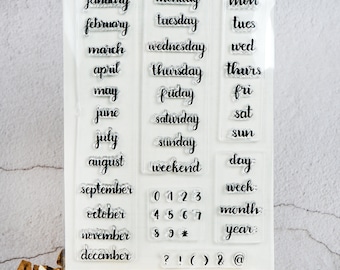 Bullet Journal Planner Stamp,Monthly Planner Rubber stamps,Bullet Journal Calendar Date Clear stamp,Transparent Clear Stamps