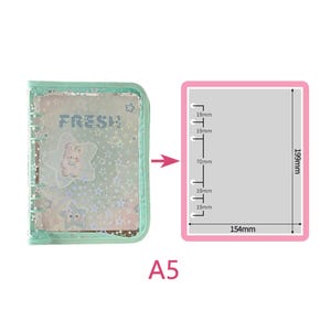 May include: A5 size planner with a mint green cover. The cover features the word "FRESH" and a cartoon bear in a star. The planner is 154mm wide and 199mm tall.
