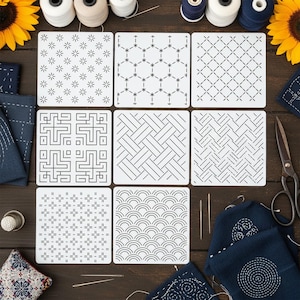 Sashiko Stencils,Sashiko Templates,Sashiko embroidery pattern,Quilting Stencils,DIY Gift