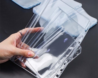 A5/A6/A7 6-Hole Clear 3-Layer Double Pocket PVC Planner Inserts, Budget Binder Cash Pouch Sleeves For Agenda Notebook Journal