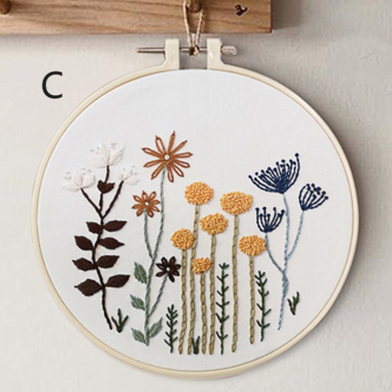 DIY Embroidery Kit Beginnerbeginner Embroidery Kitflowers Etsy