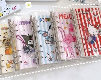 Joli agenda transparent, 6 anneaux, carnet de notes A6, carnets ligné kawaii, adorable motif animal, cadeau de rentrée pour filles