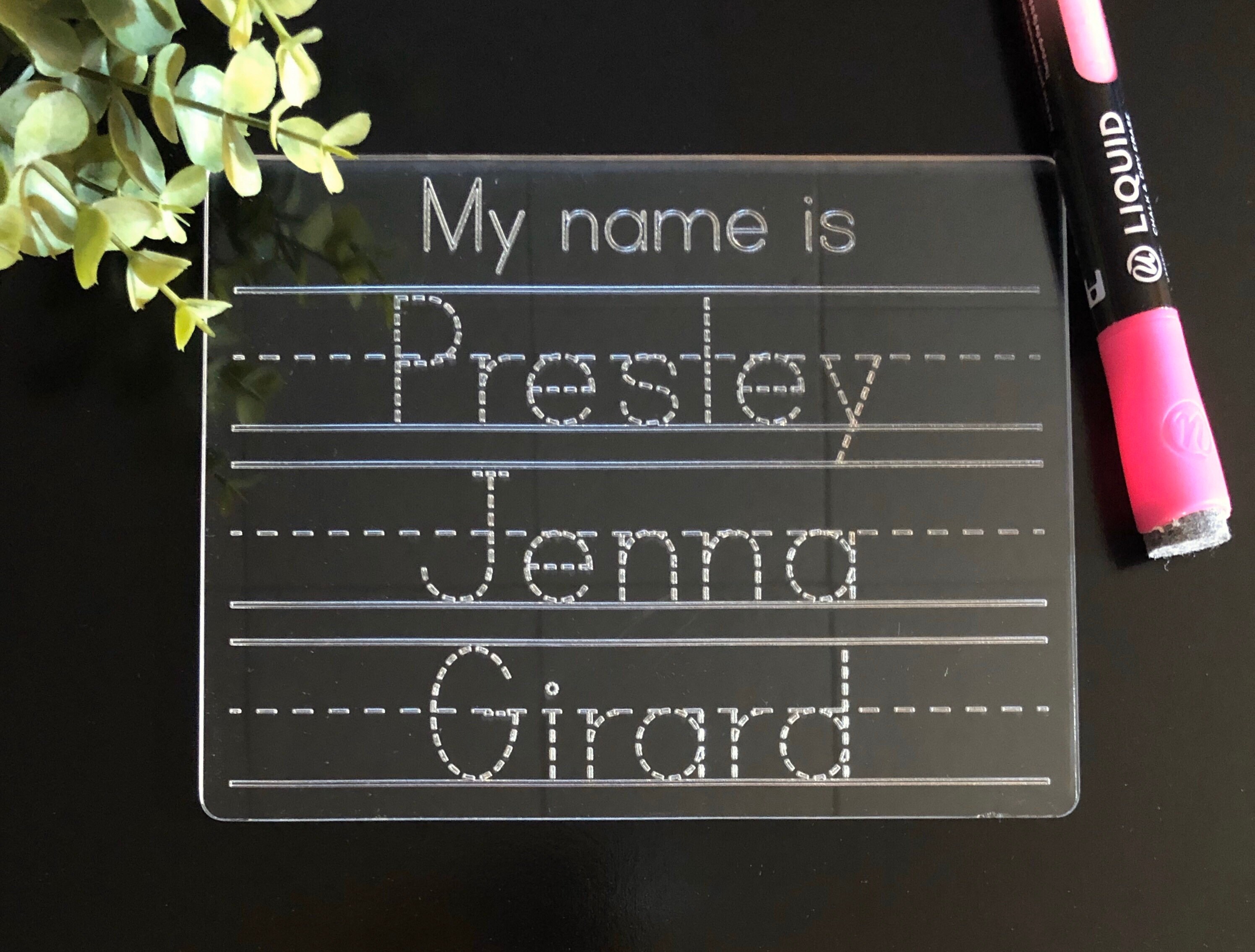 Reusable Acrylic Dry Erase Name Tracing Board Learn at Home Etsy