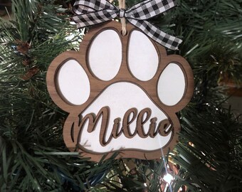 Personalized Dog Paw Ornament - Cat Paw Ornament - Pet Memorabilia- Christmas Ornament