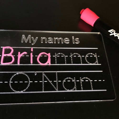 Name Tracing Board Dry Erase Learning Board Reusable Etsy