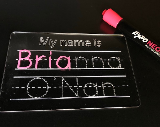Reusable Acrylic Dry Erase Name Tracing Board Learn at Home or School ...
