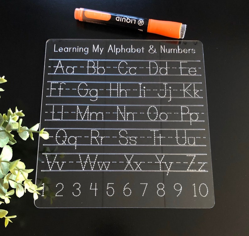 Reusable Acrylic Dry Erase Alphabet & Number Tracing Board Etsy