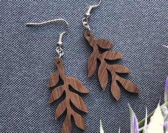 Wood Leaf Shaped Earrings