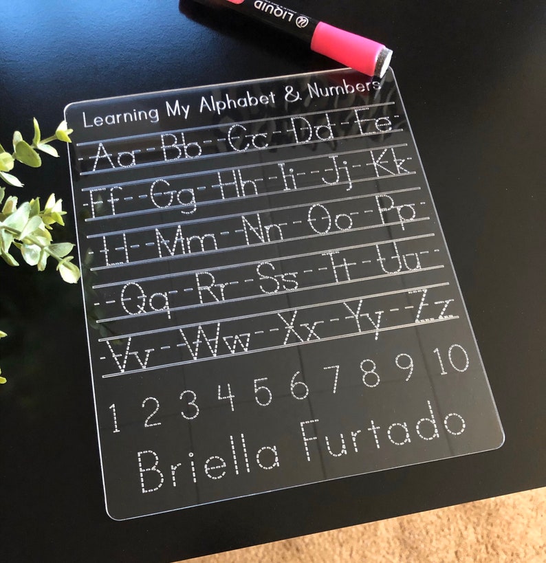 Reusable Acrylic Dry Erase Alphabet & Number Tracing Board Etsy