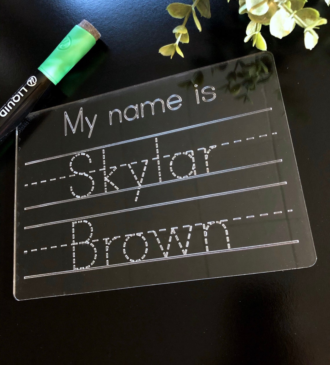 Reusable Acrylic Dry Erase Name Tracing Board Learn at Home Etsy