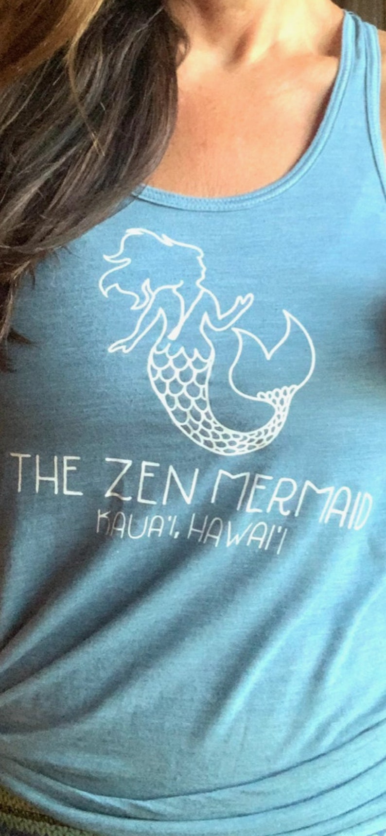 The Zen Mermaid Logo Tank Top in Denim Slub