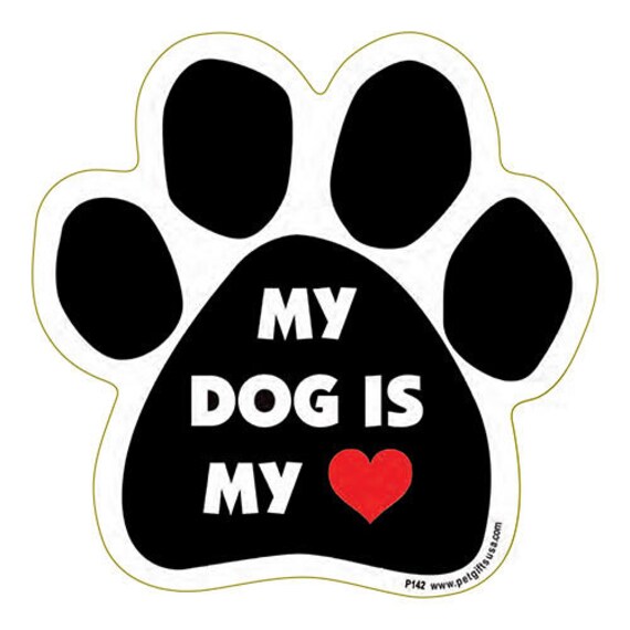 I Love My Breed Dog or Cat Paw Print Magnets