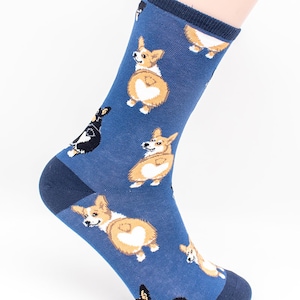 Assorted Corgi Butts Dog Stretch Cotton Adult Socks