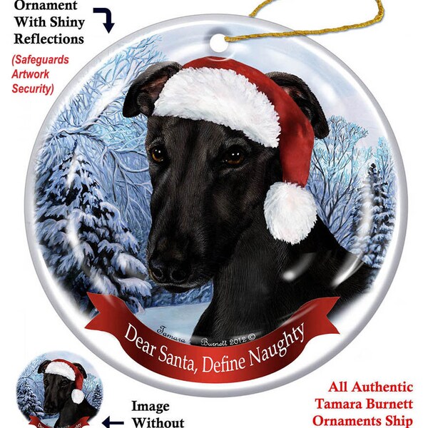 Assorted Greyhound Black Howliday Dog Porcelain Christmas Ornament