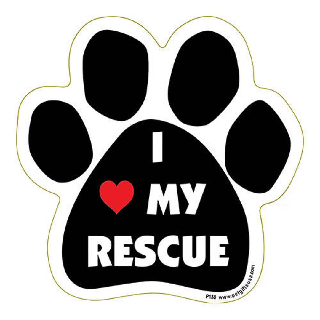 I Love My Rescue Dog Paw Etsy