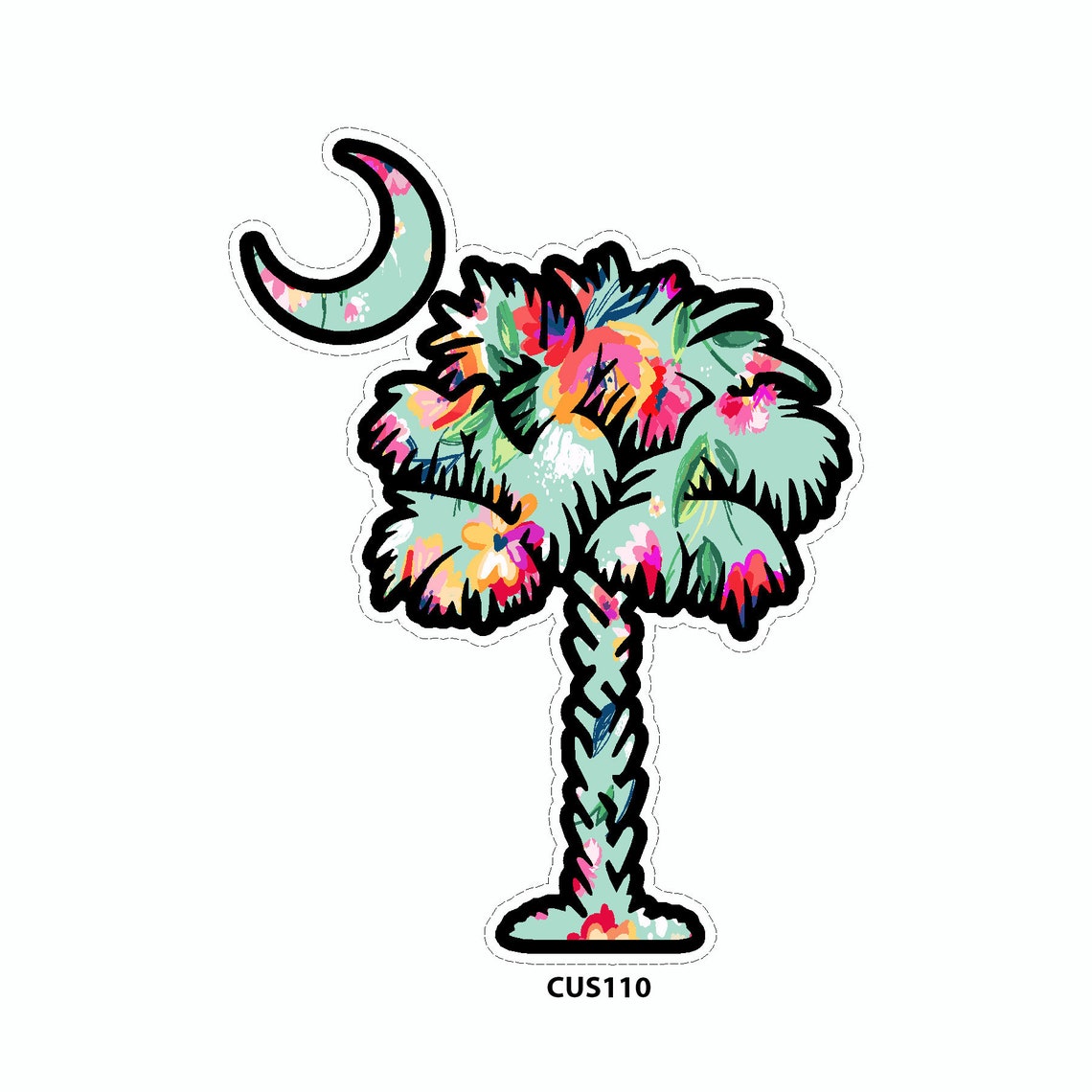 Palmetto Tree Crescent South Carolina Flag Vinyl Car Decal Etsy