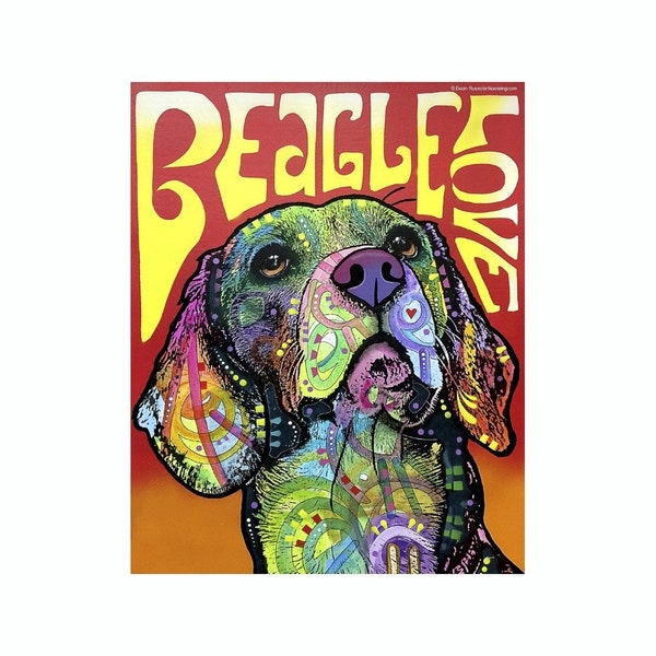 Beagle Love Dean Russo Vinyl Dog Car Decal Sticker