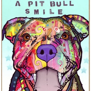 Pit Bull Happiness Is A Pit Bull Smile Dean Russo Wood Dog Sign