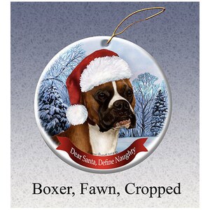 Boxer Howliday Dog Porcelain Christmas Ornament