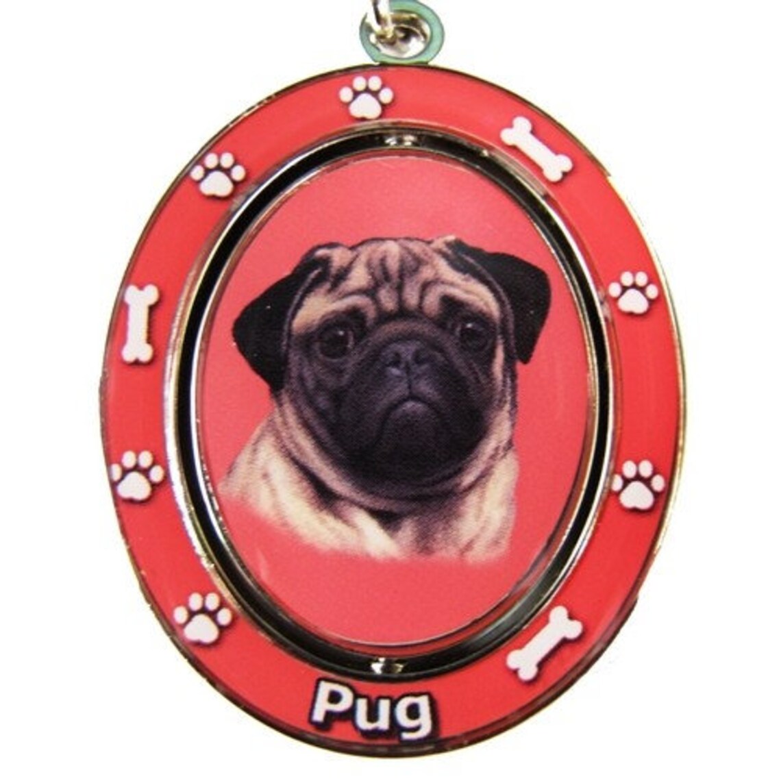 Pug Fawn Dog Spinning Key Chain Fob Etsy
