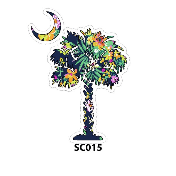 Assorted Palmetto Tree Crescent South Carolina Flag Vinyl Car Decal Sticker