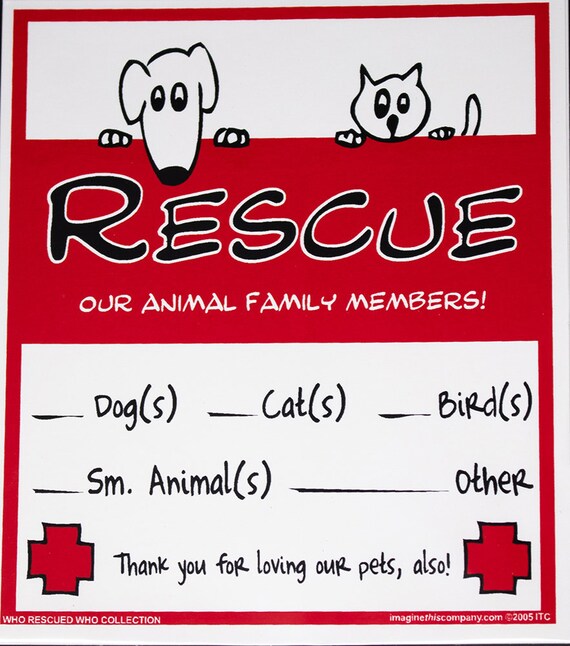 Rescue Our Pets Assorted Dog Emergency Rescue Window Cling Etsy