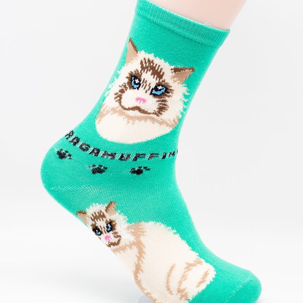 Ragamuffin Cat Breed Lightweight Stretch Cotton Adult Socks