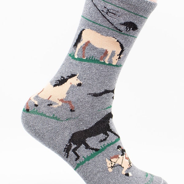 Dressage Equestrian Horse Farm Animals Lightweight Stretch Cotton Adult Socks