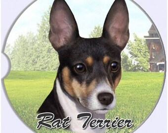 Rat Terrier Sandstone Absorbent Dog Breed Car Coaster