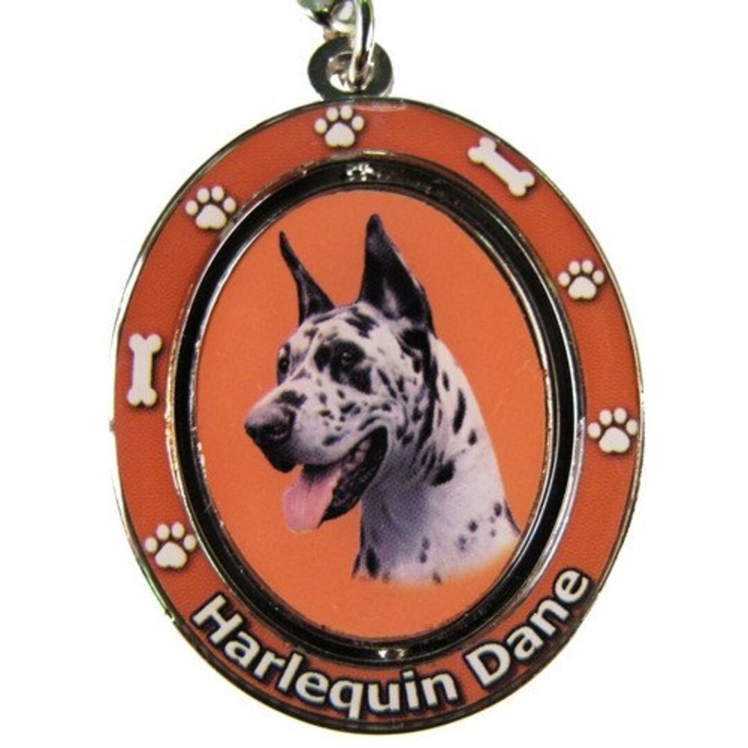 Great Dane Harlequin Dog Spinning Key Chain Fob Etsy