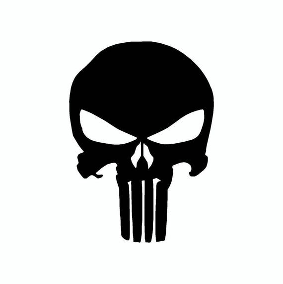 Punisher Sticker Decal Skull White