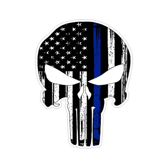 Punisher Skull Police Blue Line Flag Vinyl Car Decal Sticker