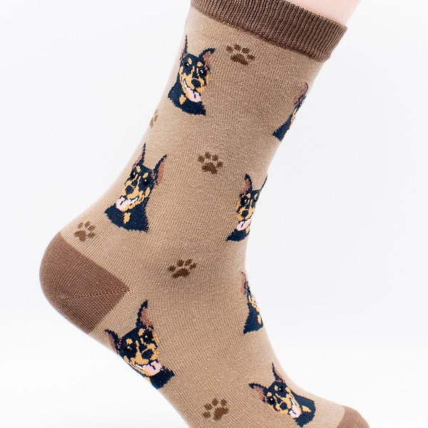 Assorted Doberman Pinscher Dog Breed Lightweight Stretch Cotton Adult Socks